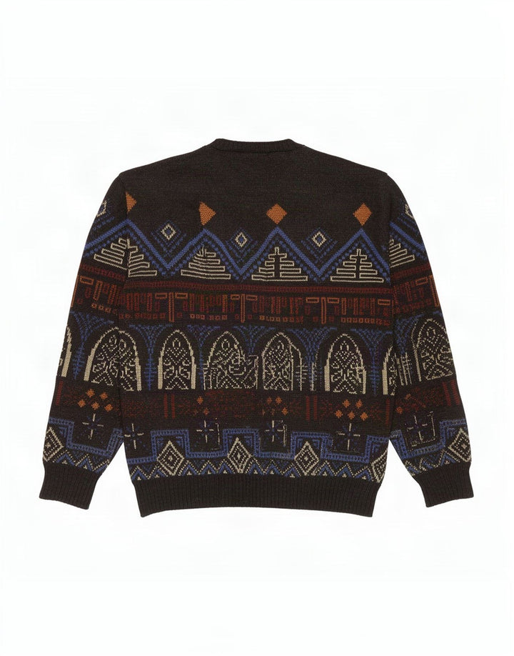 Vintage herre rund hals sweater IT 54 XL flerfarvet geometrisk