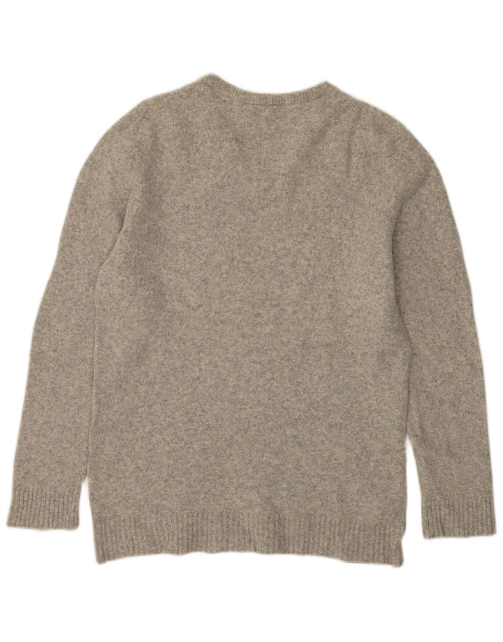 Nike Dame V-hals sweater UK 14 Large Grey Flecked Wool
