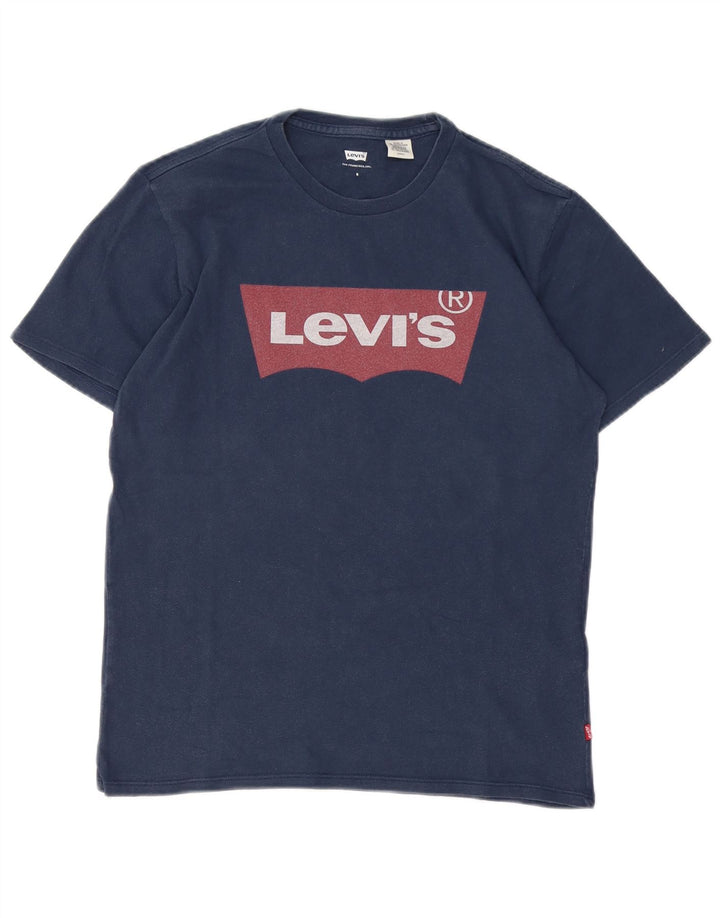 Levi's Grafisk T-shirt top til mænd, lille marineblå bomuld