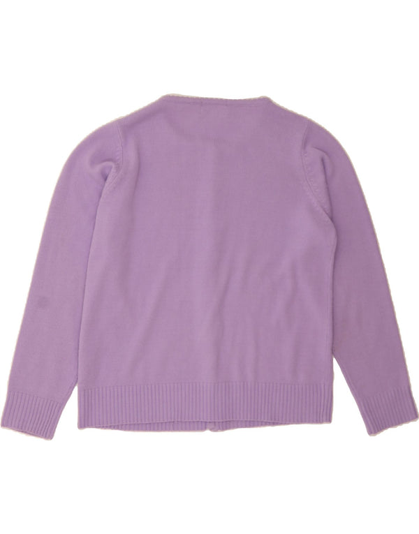 VINTAGE Womens Cardigan Sweater UK 16 Large Purple Floral Acrylic