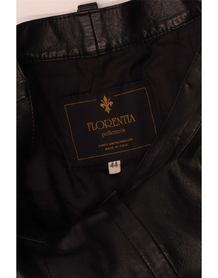 FLORENTIA Dame lige læder Cargo bukser IT 44 Medium W28 L31 Sort