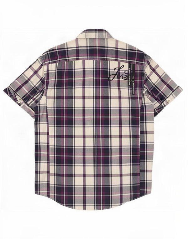 Jack & Jones Herre grafisk kortærmet skjorte XL Lilla plaid bomuld