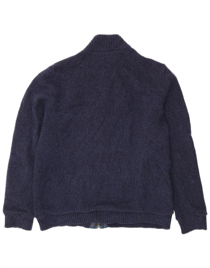 L.L.Bean Herre høj cardigan sweater Stor marineblå lammeuld