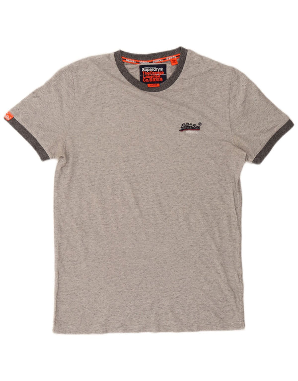 Superdry T-shirt top til mænd, stor grå flækket bomuld