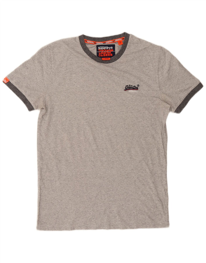 Superdry T-shirt top til mænd, stor grå flækket bomuld