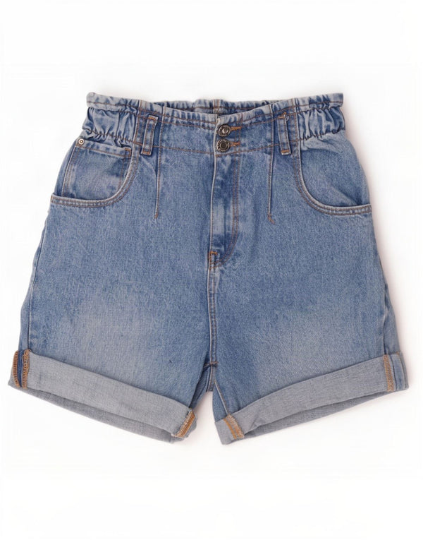 Zara Pige High Waist Denim Shorts 13-14 år W25 Blå Bomuld