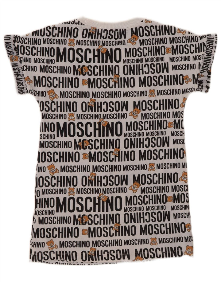 MOSCHINO Piger Grafisk T-Shirt Top 7-8 År Grå Bomuld