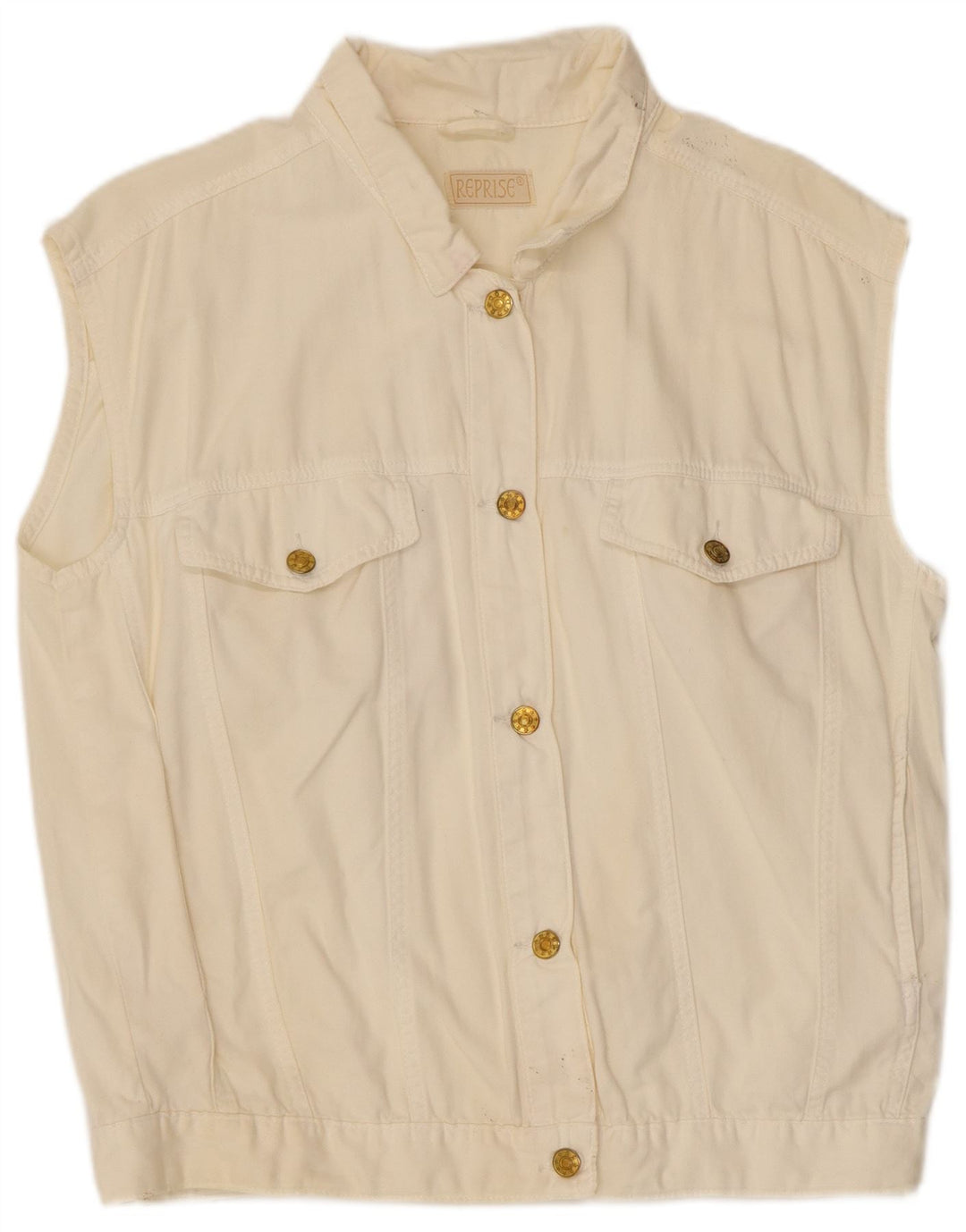 Reprise Dame Denim Gilet UK 16 Large Off White