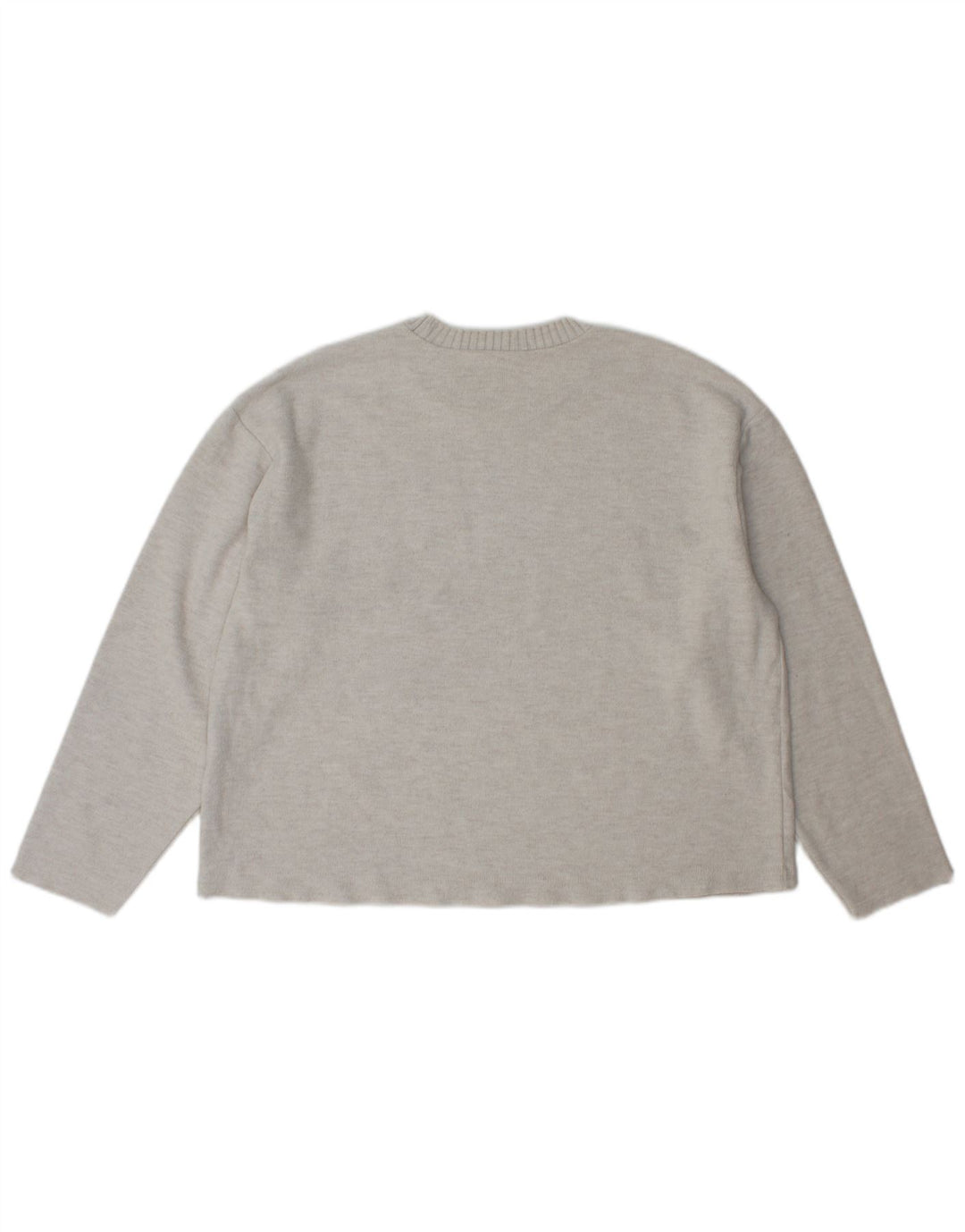 Zara Dame Jumper Sweater UK 16 Stor Grå Polyester