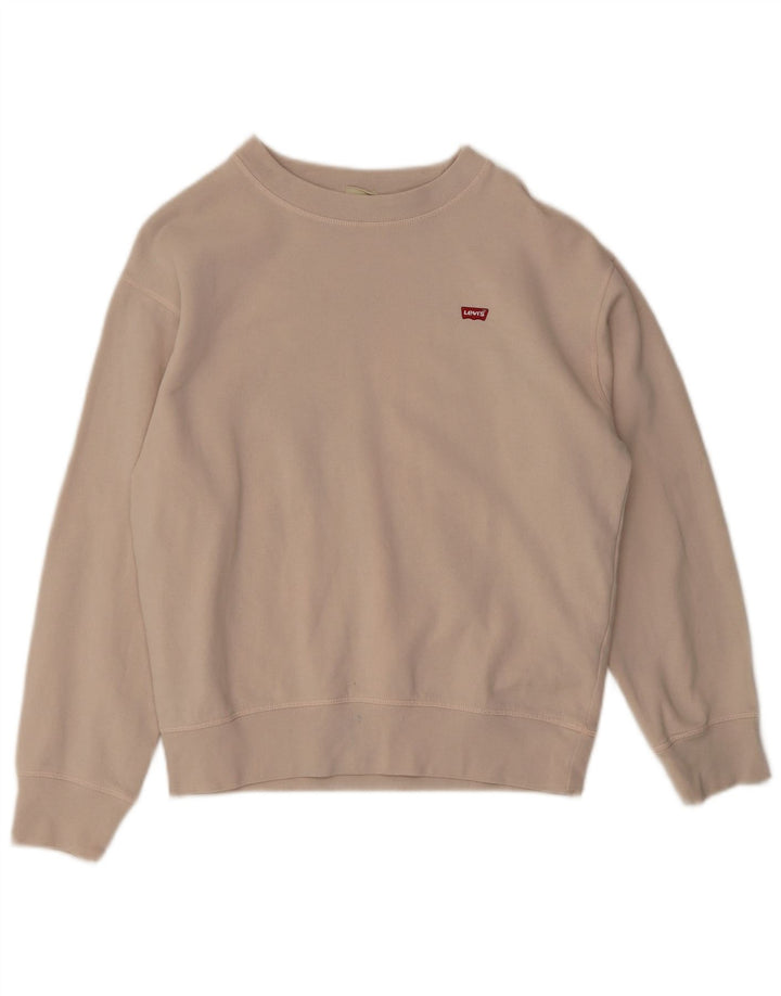 Levi's Dame Oversized Sweatshirt Jumper UK 10 Small Beige Bomuld