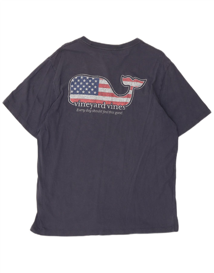 Vineyard Vines Herre USA Grafisk T-Shirt Top Medium Marineblå Bomuld