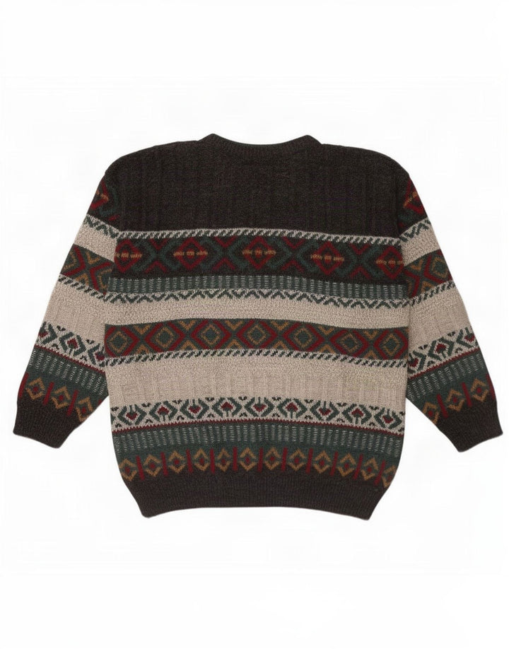 St. Bernard Herre Crew Neck Jumper Sweater Medium Grey Geometrisk akryl