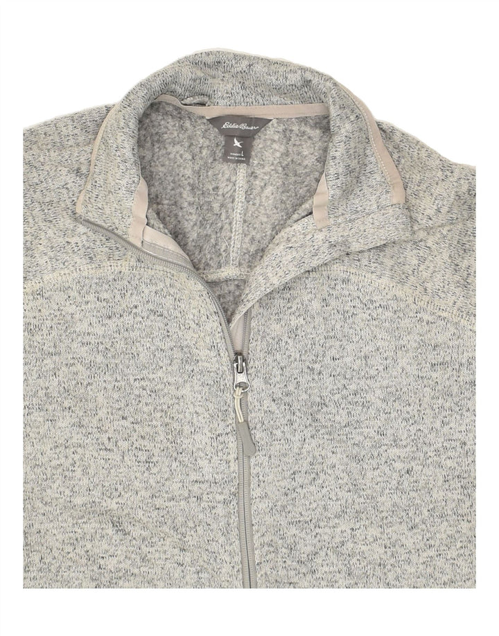 EDDIE BAUER Womens Tracksuit Top Jacket UK 16 Large Grey Flecked Polyester | Vintage Eddie Bauer | Thrift | Second-Hand Eddie Bauer | Used Clothing | Messina Hembry 