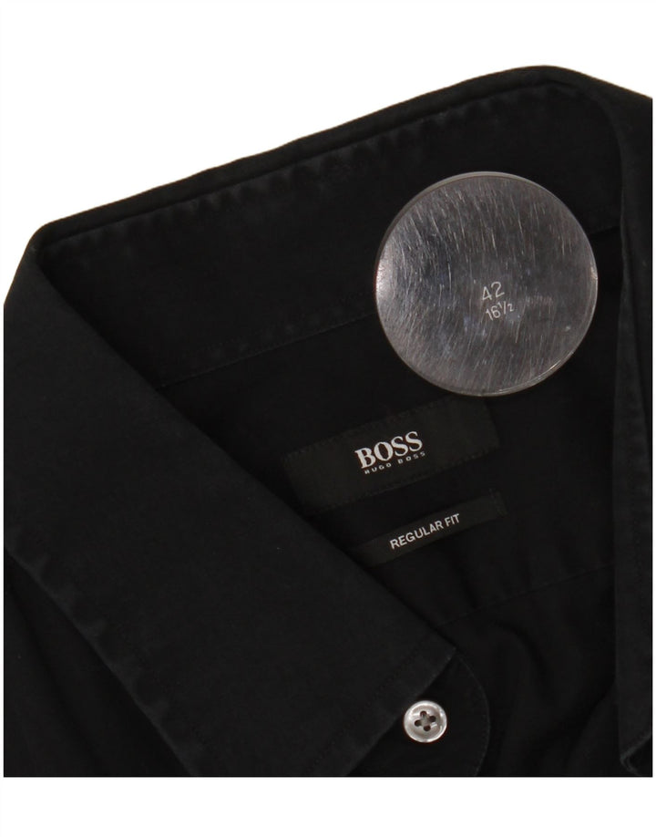 HUGO BOSS Herre Regular Fit skjorte str. 16 1/2 42 Large Black