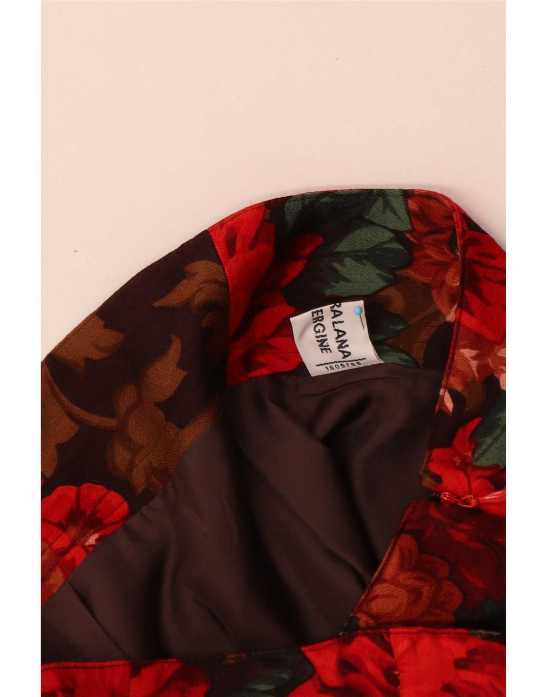 Vintage Blyantnederdel til kvinder W30 Medium Red Floral Virgin Wool