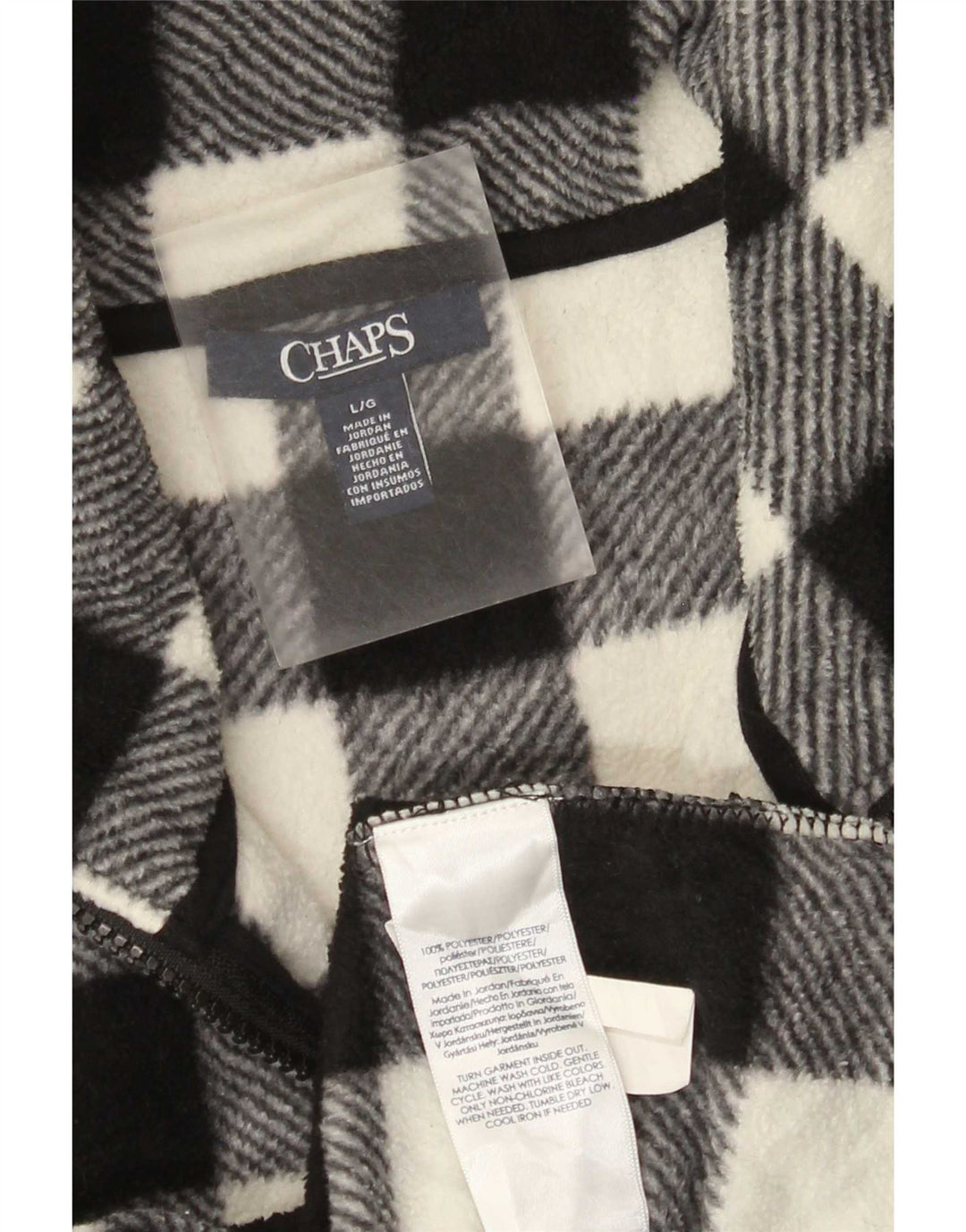 Chaps Dame Fleece Gilet UK 16 Large Black Gingham Polyester
