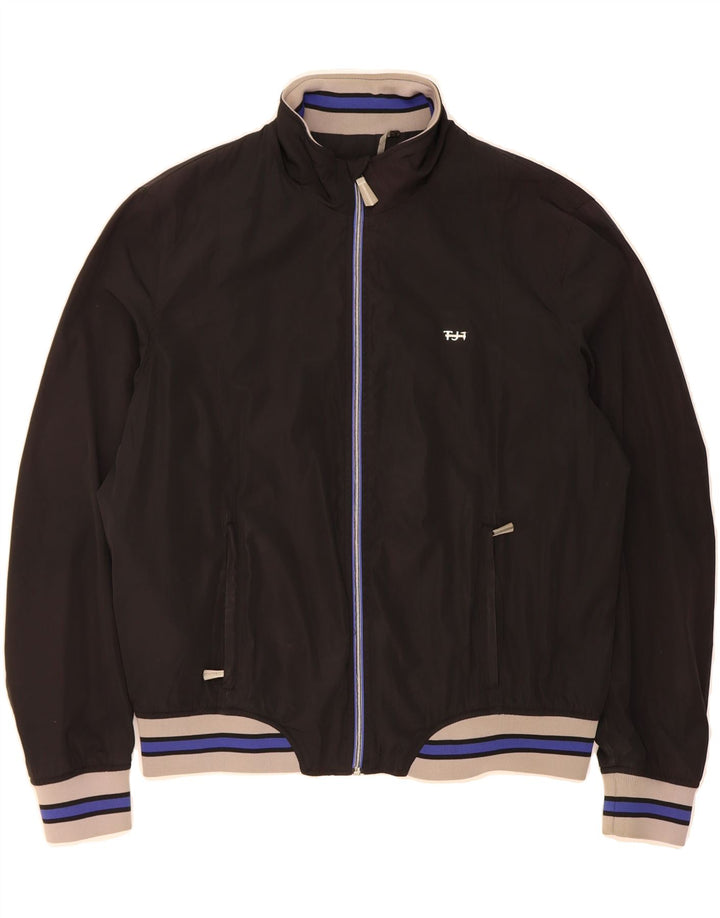 TRUSSARDI JEANS Mens Bomber Jacket IT 56 3XL Black Polyester Vintage Trussardi Jeans and Second-Hand Trussardi Jeans from Messina Hembry 