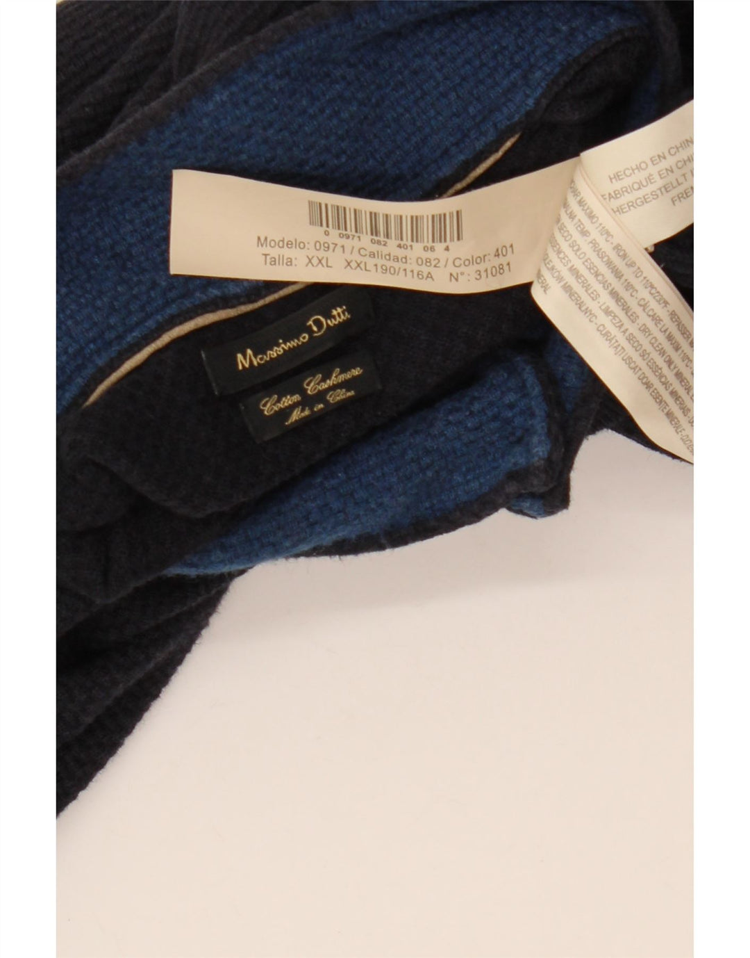 MASSIMO DUTTI Herre lynlås-hals sweater 2XL marineblå bomuld