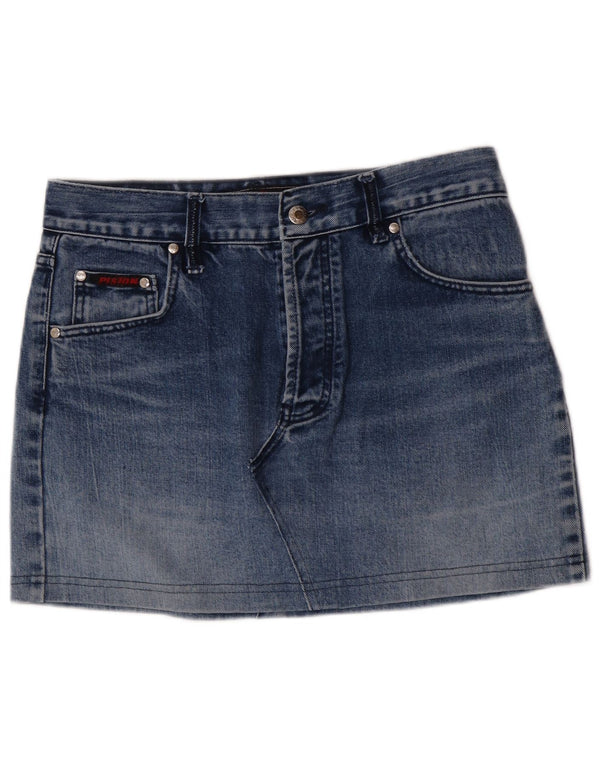 Vintage Dame Mini Denim Nederdel W33 Stor Blå Bomuld