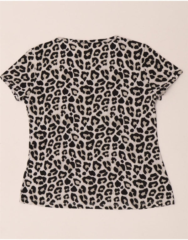 Freddy Womens Grafisk T-Shirt Top UK 8 Small White Animal Print Bomuld