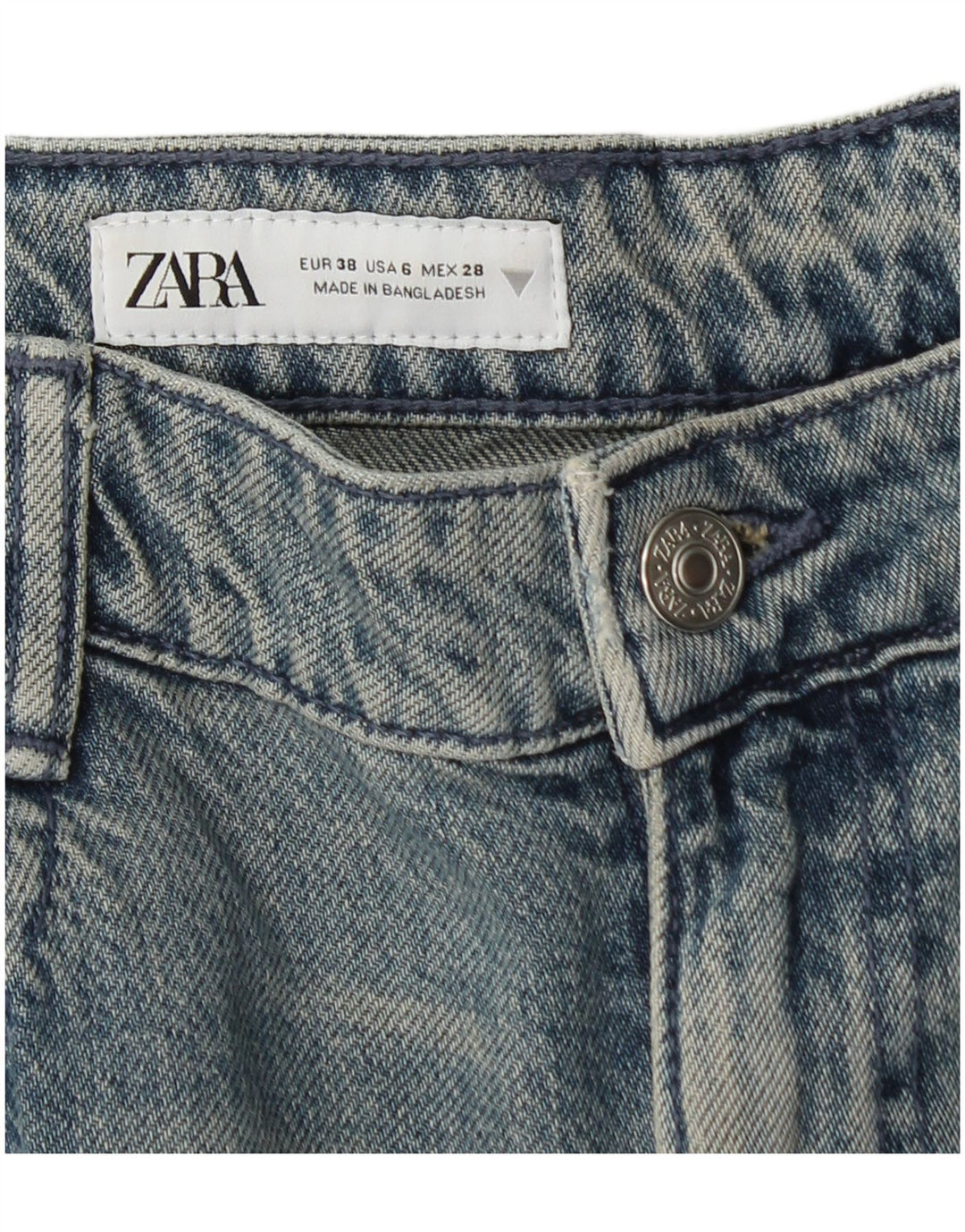Zara Dame Cargo Straight Jeans EU 38 Small W28 L31 Blå
