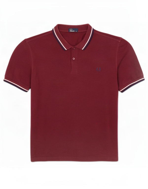 Fred Perry Herre poloskjorte 2XL Bourgogne stribet bomuld