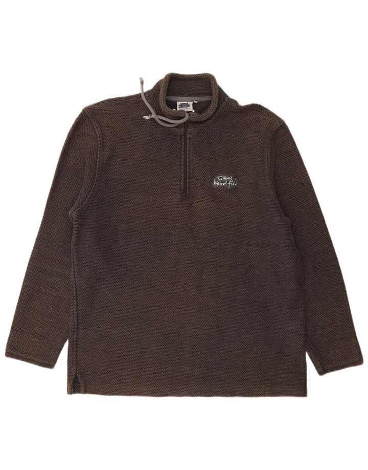 Weird Fish Herre Zip Neck Sweatshirt Jumper XL Grå Bomuld