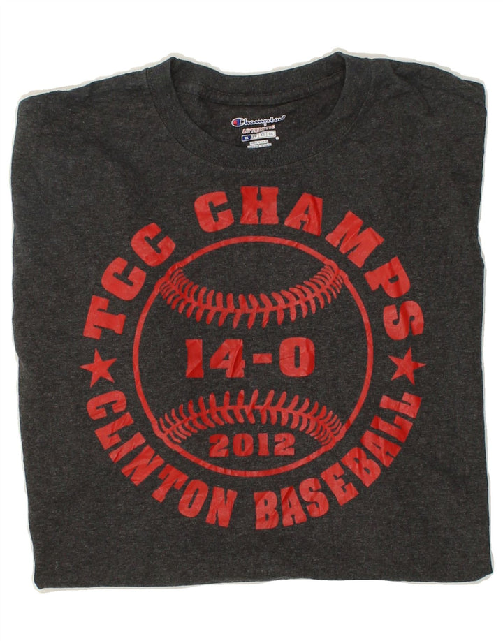 CHAMPION Mens Graphic T-Shirt Top XL Grey Cotton Vintage Champion and Second-Hand Champion from Messina Hembry 