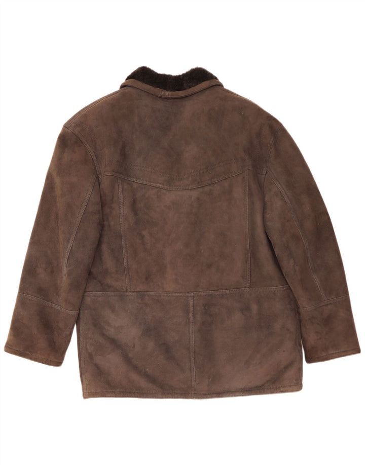 Vintage Herre Shearling Jacket IT 48 Medium Grey Læder