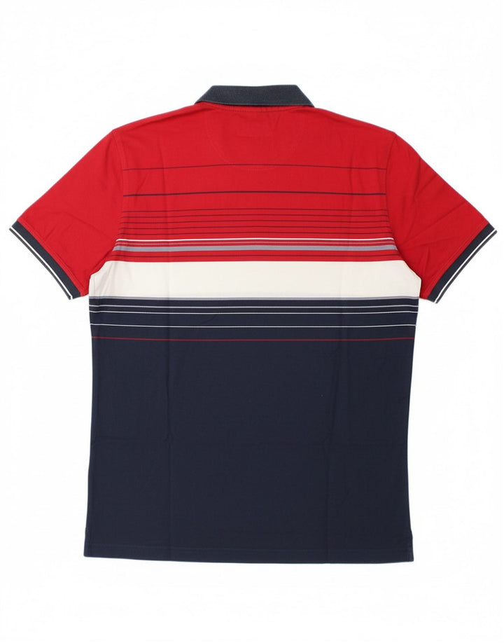 CONTE OF FLORENCE Mens Polo Shirt Medium Red Colourblock