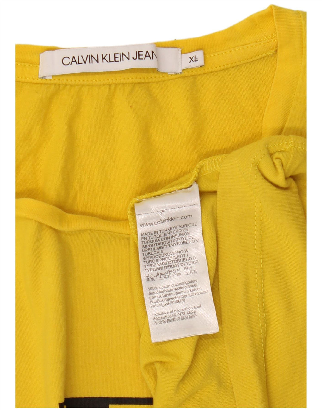 CALVIN KLEIN JEANS Grafisk T-shirt top til kvinder DK 18 XL gul bomuld