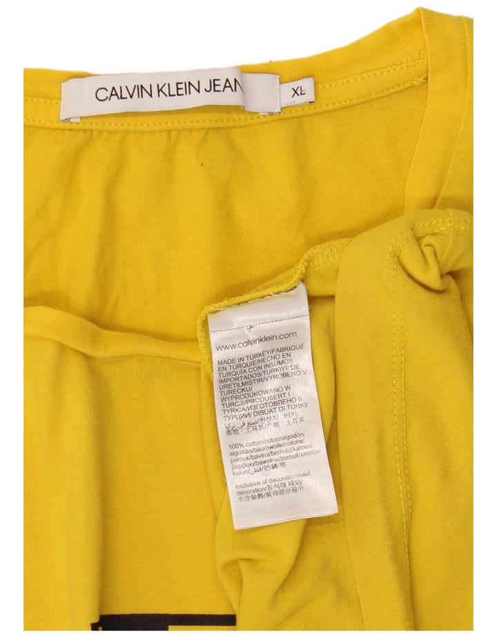 CALVIN KLEIN JEANS Grafisk T-shirt top til kvinder DK 18 XL gul bomuld