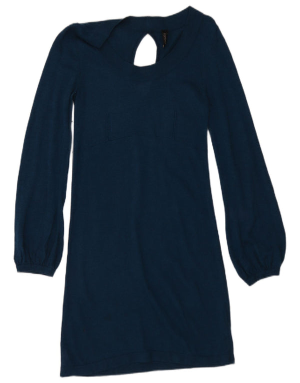 Topshop Dame Langærmet Jumper Dress UK 10 Small Navy Blue Acryl
