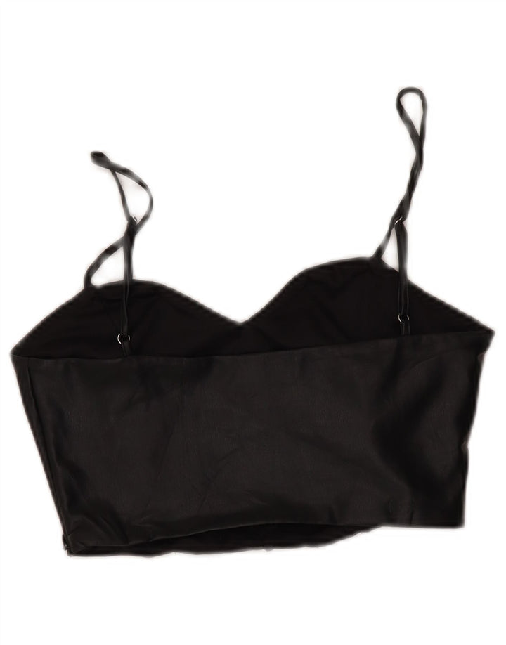 Zara Dame imiteret læder Corset Top UK 12 Medium Sort