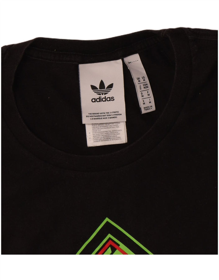 Adidas Herre grafisk T-shirt Top Medium Sort Bomuld