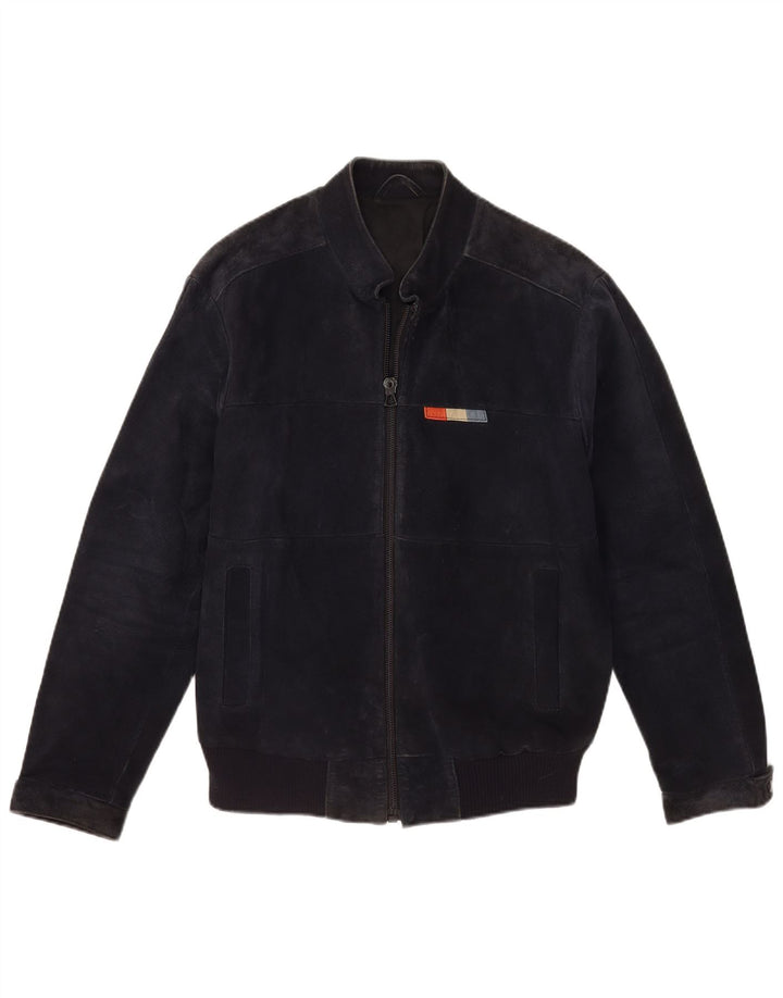 VINTAGE herre ruskind bomberjakke IT 50 Stor marineblå læder