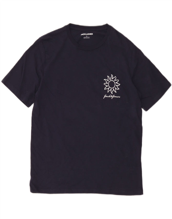 Jack & Jones Herre grafisk T-shirt Top Medium Marineblå Bomuld