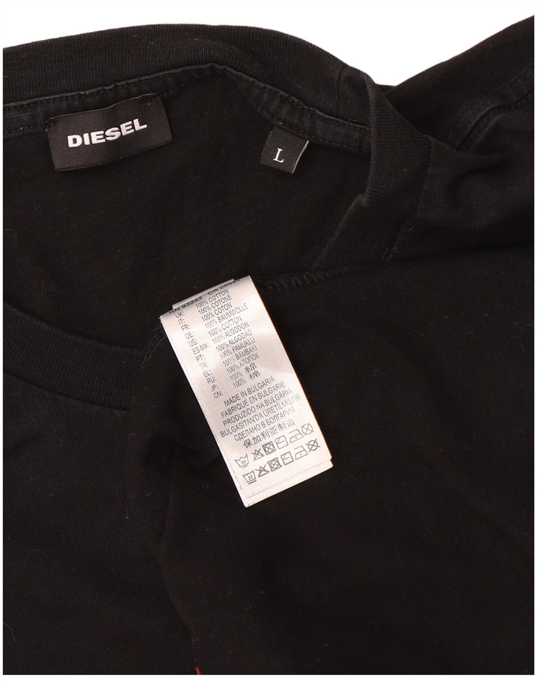 Diesel Herre Grafisk T-Shirt Top Stor Sort Bomuld