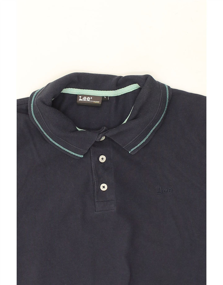 LEE Mens Polo Shirt Large Navy Blue Cotton | Vintage Lee | Thrift | Second-Hand Lee | Used Clothing | Messina Hembry 