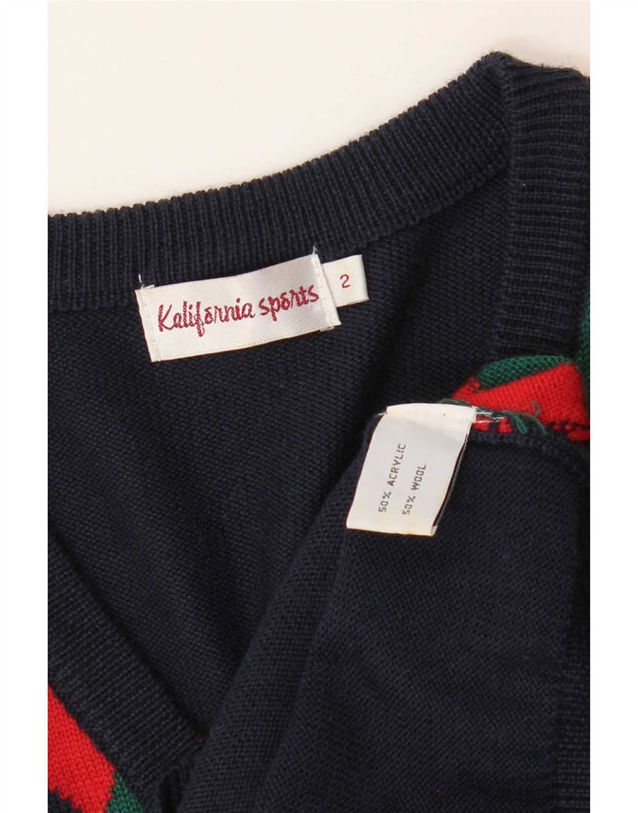 Vintage oversize cardigan sweater til kvinder US 2 XS Flerfarvet