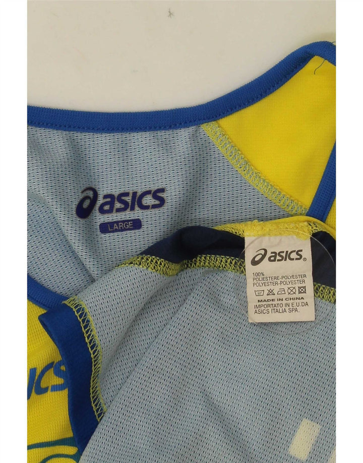 Asics Herre Grafisk Vest Top Stor Gul Colourblock Polyester