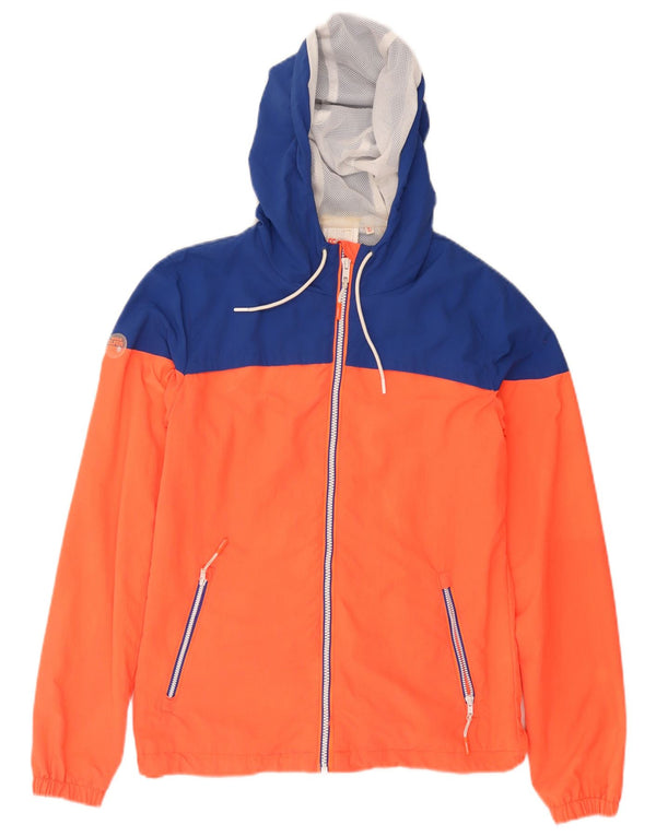 SUPERDRY Regnjakke med hætte til mænd UK 34 XS Orange Colourblock Nylon