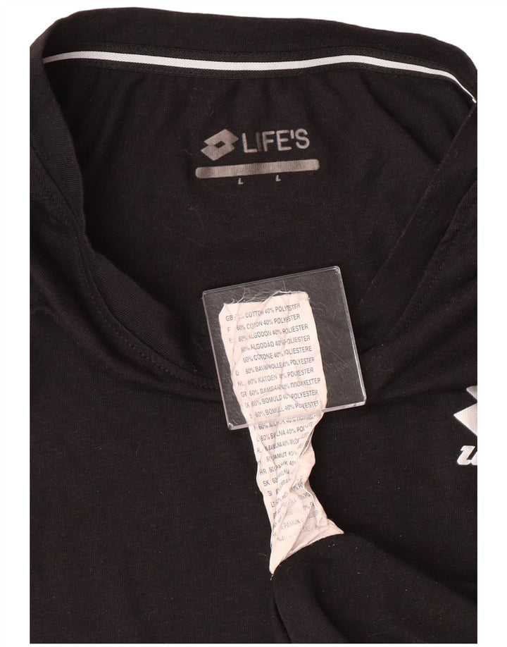 LOTTO Dame T-Shirt Top UK 16 Stor Sort Bomuld