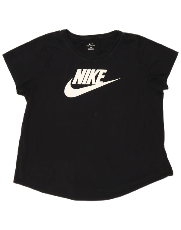 Nike Dame Oversized grafisk T-shirt Top UK 18 XL Sort Bomuld