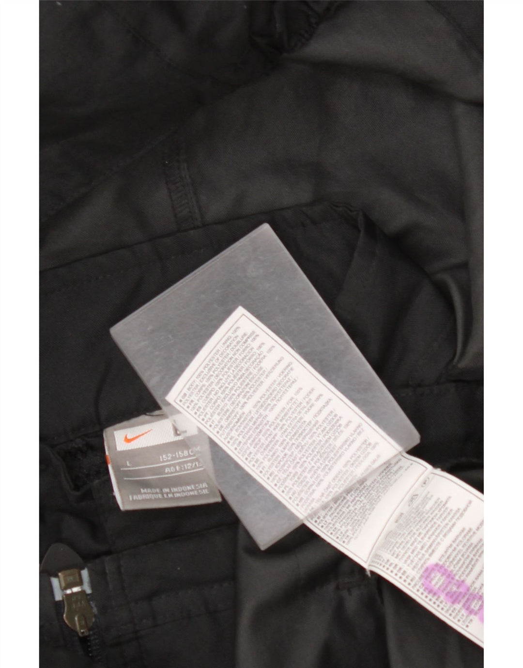 NIKE Regnjakke med hætte til drenge 12-13 år Stor sort Colourblock Polyester