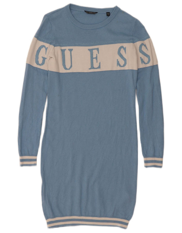 Guess Girls Grafisk Langærmet Jumper Kjole 11-12 år Blå Colourblock