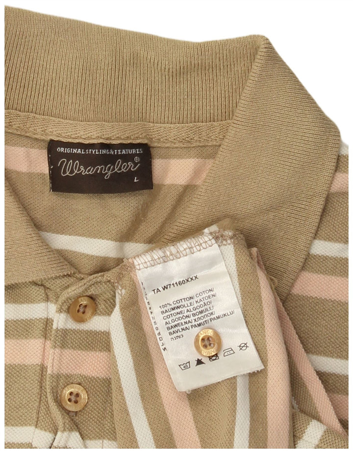 Wrangler Poloshirt til mænd Stor Khaki stribet bomuld