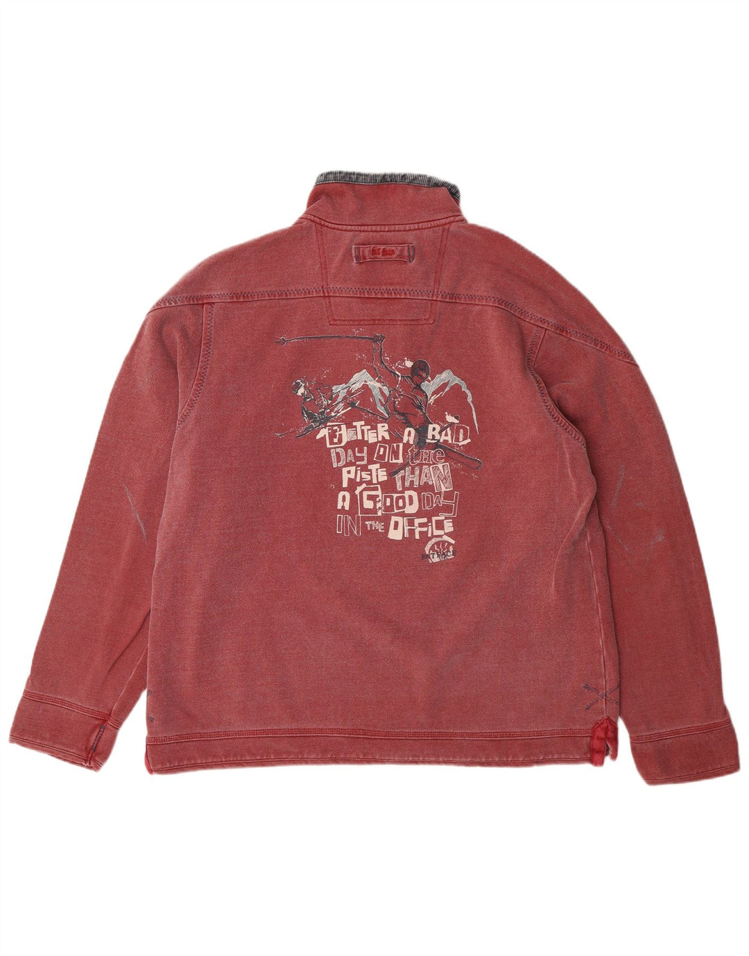 FAT FACE Herre grafisk lynlås-hals sweater Jumper Medium Rød Bomuld