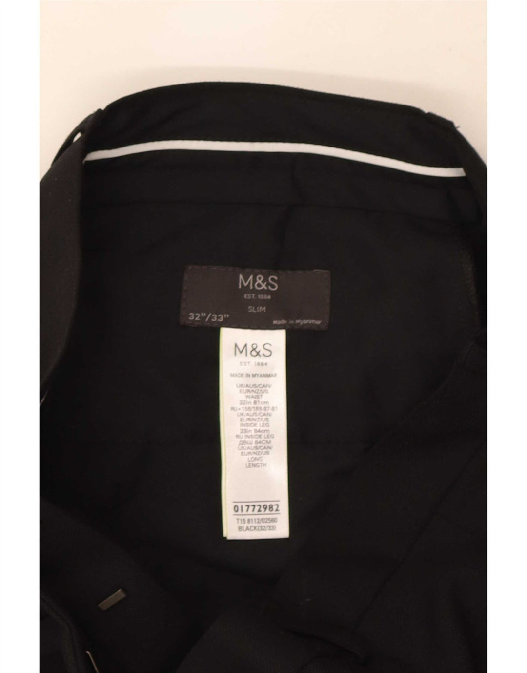 Marks & Spencer Herre Slim Fit Suit Bukser W32 L33 Sort Polyester