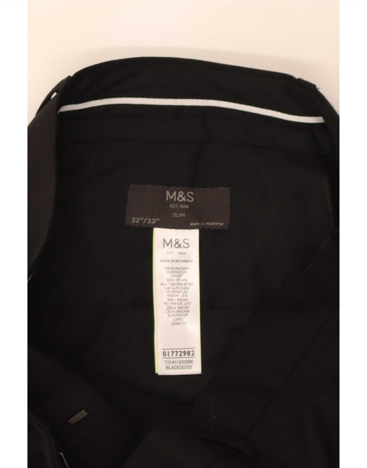 Marks & Spencer Herre Slim Fit Suit Bukser W32 L33 Sort Polyester